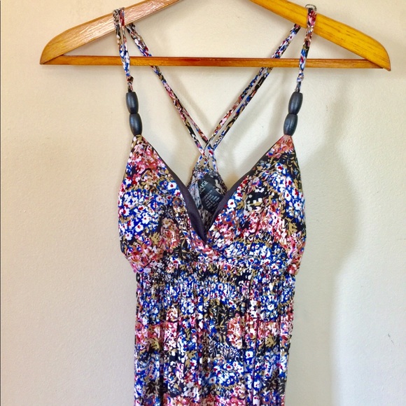 Cross-Back Beaded Floral Maxi - Picture 2 of 5